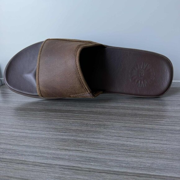 UGG Men's Seaside Slides Sandals Luggage Leather size 13 $80 in Brown - Picture 8 of 10